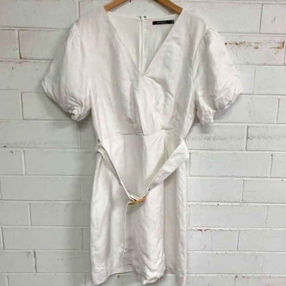 PORTMANS Linen Blair Puff Sleeve Wrap Dress - Picture 7 of 10